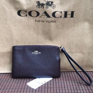 Coach Small Maroon Wristlet w/ Gold Hardware NWT